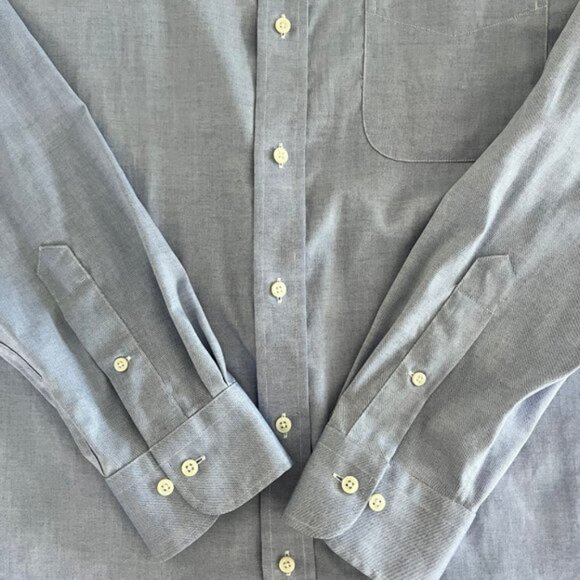 Lauren Ralph Lauren Lg Slv Button Down Slim Fit Cotton Shirt Blue Sz 16 12 NWOT - Picture 2 of 12